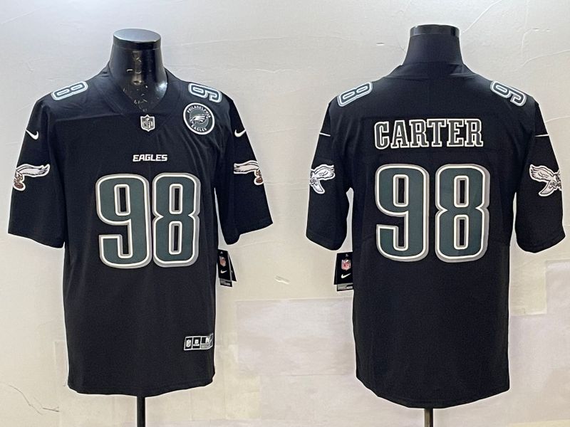 Men 2025 Philadelphia Eagles #98 Carter Black Nike Limited NFL Jersey style 2